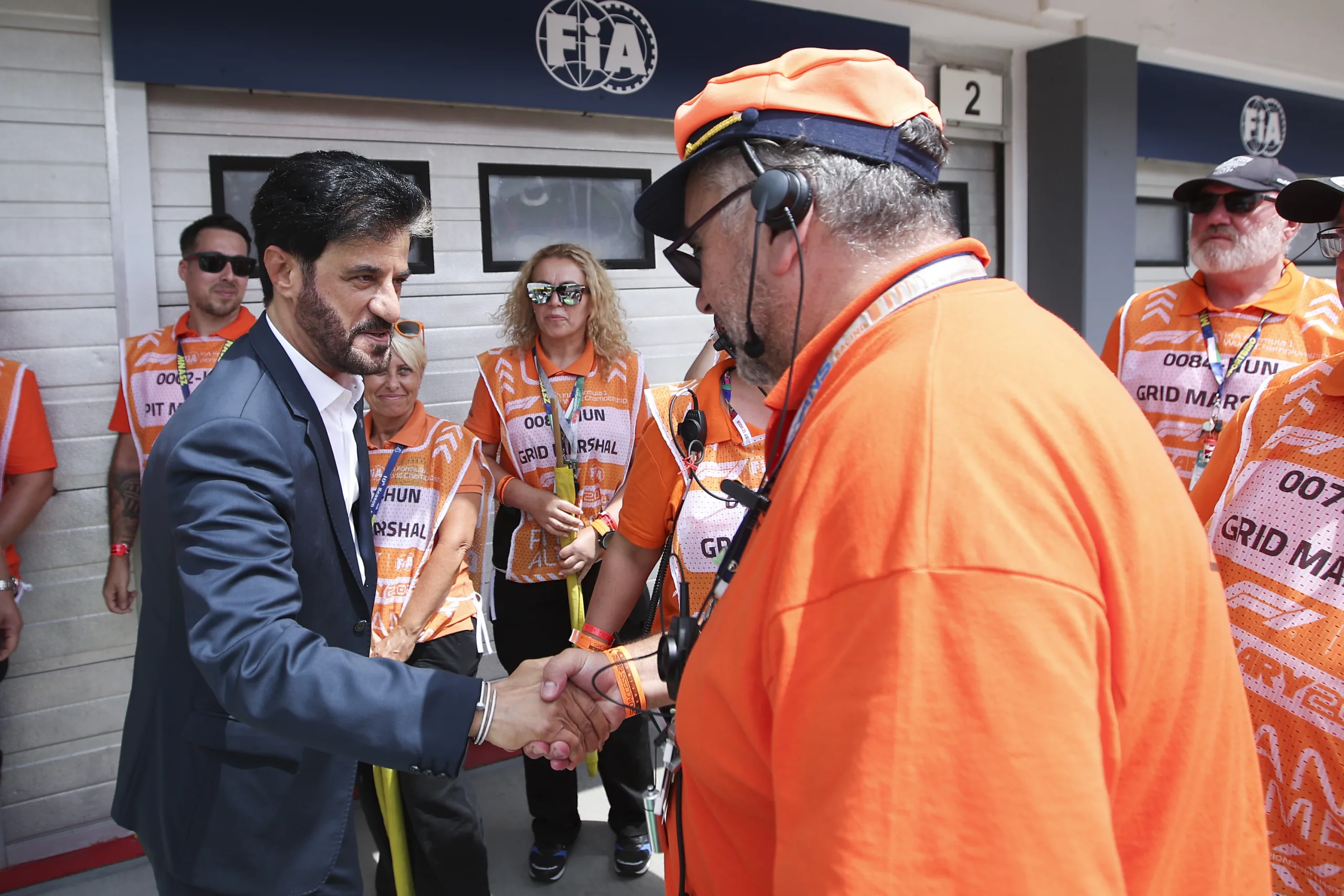 BEN SULAYEM Mohammed (uae), President of the FIA, portrait with marshall, during the Formula 1 Hungarian Grand Prix 2024, 13th round of the 2024 Formula One World Championship from July 19 to 21, 2024 on the Hungaroring, in Mogyorod, Hungary - Photo Eric Alonso / DPPI